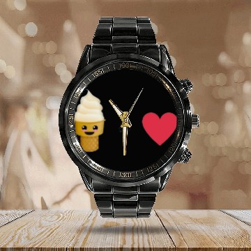Discover ice cream is love Calendar Steel Band Watch