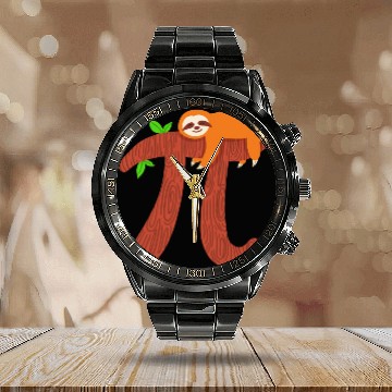 Discover Pi Sloth Math Mathematician Teacher Gift Calendar Steel Band Watch