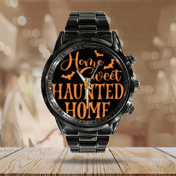 Discover Home Sweet Haunted Home Scary Halloween Calendar Steel Band Watch