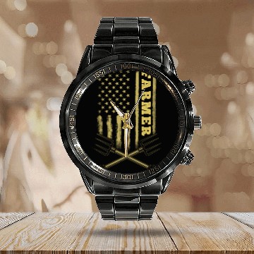 Discover American Flag Farmer - Patriotic Farming Farmer Calendar Steel Band Watch