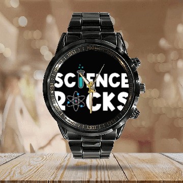 Discover Science Rocks Scientist Chemistry Physics Funny Calendar Steel Band Watch