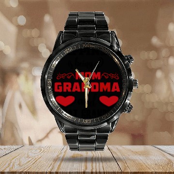 Discover Happiness is Being mom grandma and great grandma Calendar Steel Band Watch