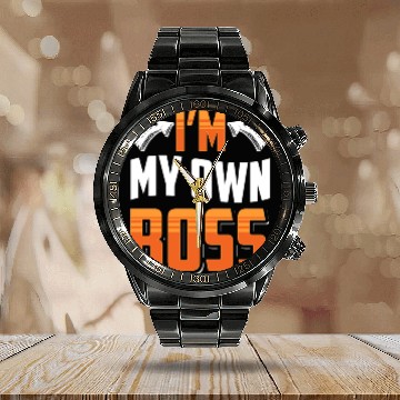 Discover I'm My Own Boss Business Owner CEO Founder Calendar Steel Band Watch