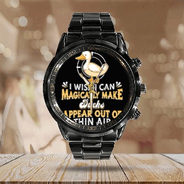 Discover Duck Hunting Calendar Steel Band Watch