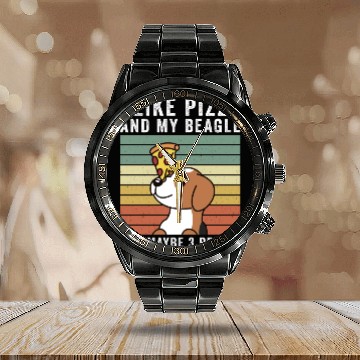 Discover I Like Pizza And My Beagle And Maybe 3 People Calendar Steel Band Watch