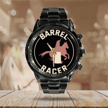 Discover Barrel Racer Rodeo Racing Horse Riding Race Funny Calendar Steel Band Watch