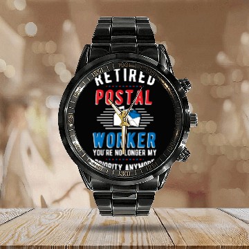 Discover Retired Postal Worker Retirement Mailman Postman Calendar Steel Band Watch