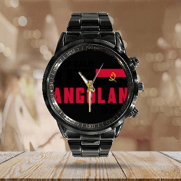 Discover Keep calm Angola flag design Calendar Steel Band Watch