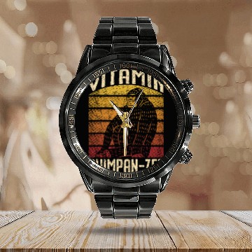 Discover Vitamin Chimpanzee Monkey Animal Zookeeper Calendar Steel Band Watch