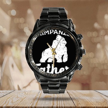 Discover Chimpanzee Father Monkey Wildlife Animal Zookeeper Calendar Steel Band Watch