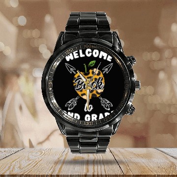 Discover Welcome Back To 2nd Grade Leopard Print Calendar Steel Band Watch