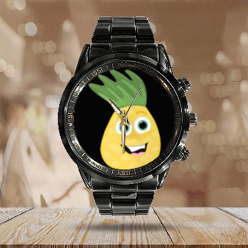Discover Pineapple Cartoon kawaii Anime funny face Calendar Steel Band Watch