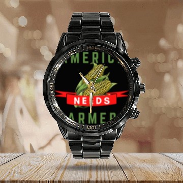 Discover America Needs Farmers Calendar Steel Band Watch - Gifts For Farmers