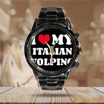 Discover I Love My Italian Volpino Calendar Steel Band Watch