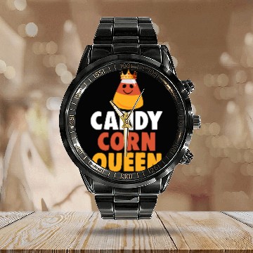 Discover Candy Corn Queen Halloween Trick Or Treat Calendar Steel Band Watch