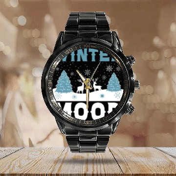 Discover Winter Mood Snow Snowy Climate Winter Season Calendar Steel Band Watch