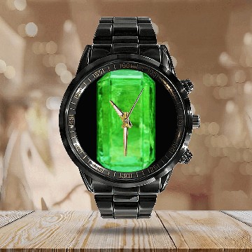 Discover Emerald Crystal Calendar Steel Band Watch