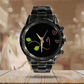 Discover branch icon hearts tree nature stick leaf Calendar Steel Band Watch