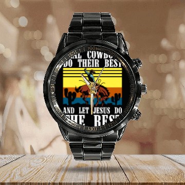 Discover Horse Revolver Lasso Calendar Steel Band Watch