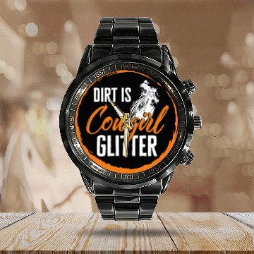 Discover Dirt Is Glitter Calendar Steel Band Watch, Funny Rodeo Cow Girl