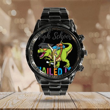 Discover High School Nailed It Dinosaur Graduation Calendar Steel Band Watch