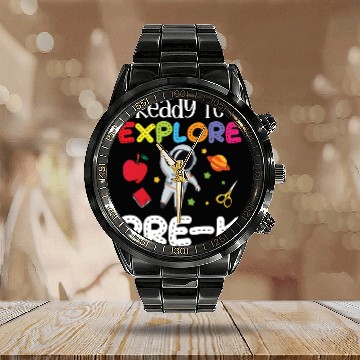 Discover Explore Pre-k Back To School Calendar Steel Band Watch