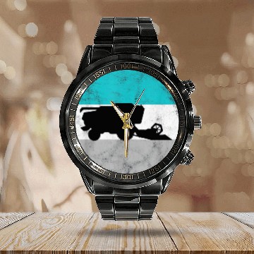 Discover Farming Combine Harvester Calendar Steel Band Watch