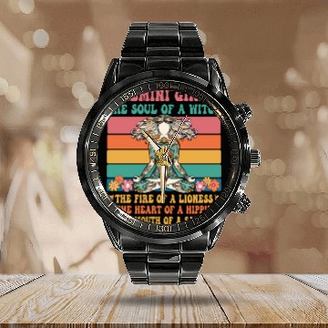 Discover Gemini Girl Astrology Sign Calendar Steel Band Watch