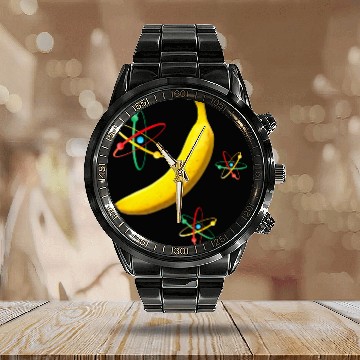 Discover Yellow Banana Fruits Atom Chemistry Element Scienc Calendar Steel Band Watch