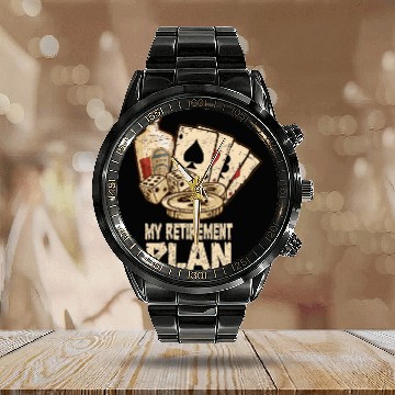 Discover Poker Player Retirement Plan Playing Poker Calendar Steel Band Watch