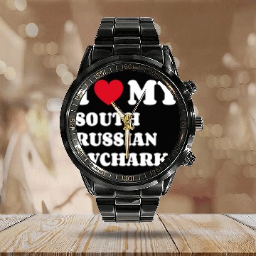 Discover I Love My South Russian Ovcharka Calendar Steel Band Watch