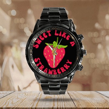 Discover Sweet like A Strawberry Calendar Steel Band Watch