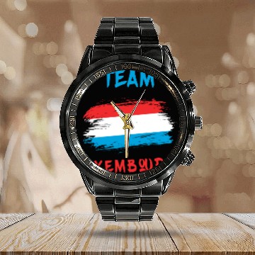 Discover Team Luxembourg flags design Calendar Steel Band Watch