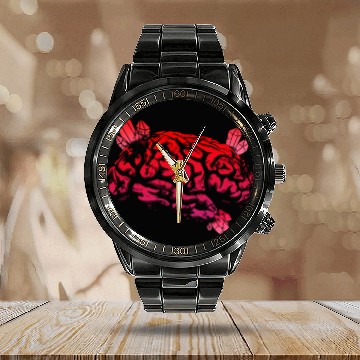 Discover Brain with Crystal - Red Calendar Steel Band Watch