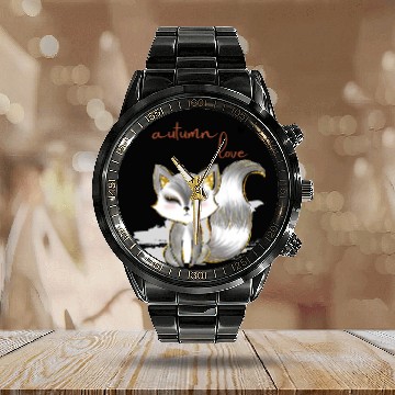 Discover Leaf Autumn Tree Orange Fall Leaves Season Calendar Steel Band Watch