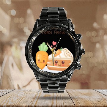 Discover Friends Forever Carrot & Cake Calendar Steel Band Watch