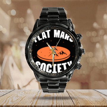 Discover Flat Mars Society Calendar Steel Band Watch