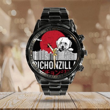 Discover Bichonzilla Bichon Frise Dog Lover Puppy Calendar Steel Band Watch