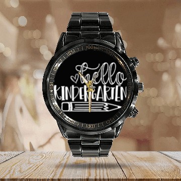Discover Hello Kindergarten Back to School Student Teacher Calendar Steel Band Watch