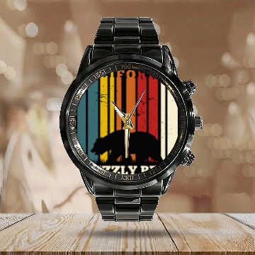 Discover California Bear Retro Calendar Steel Band Watch