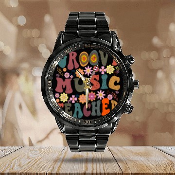 Discover Groovy music teacher colorful retro Back To School Calendar Steel Band Watch