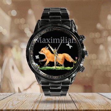 Discover Waldtier Reh Hase Hedgehog Flowers Name Maximilian Calendar Steel Band Watch