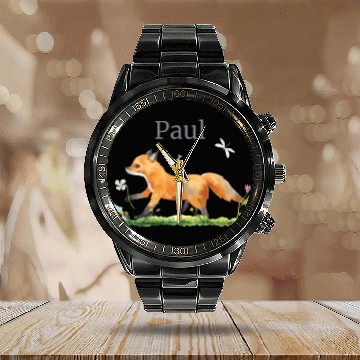 Discover Waldtier Reh Hase Hedgehog Flowers Name Paul Calendar Steel Band Watch