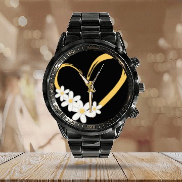 Discover Daisy Flower Heart Women Gardener Calendar Steel Band Watch