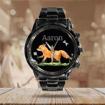Discover Waldtier Reh Hase Hedgehog Flowers Name Aaron Calendar Steel Band Watch