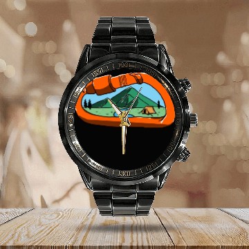 Discover Climb adventure art Calendar Steel Band Watch