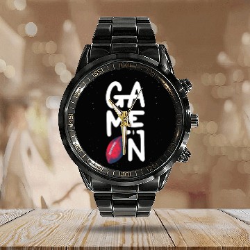 Discover Game on rugby american football Calendar Steel Band Watch