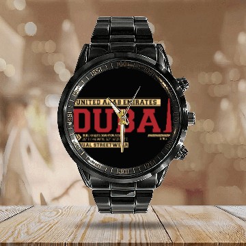 Discover Burj Khalifa Downtown Dubai United Arab Emirates Calendar Steel Band Watch