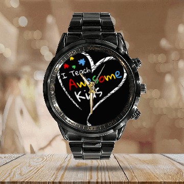 Discover I Teach Awesome Kids Autism Special Ed Teacher Calendar Steel Band Watch