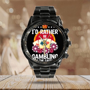 Discover Poker Blackjack Win All In Calendar Steel Band Watch